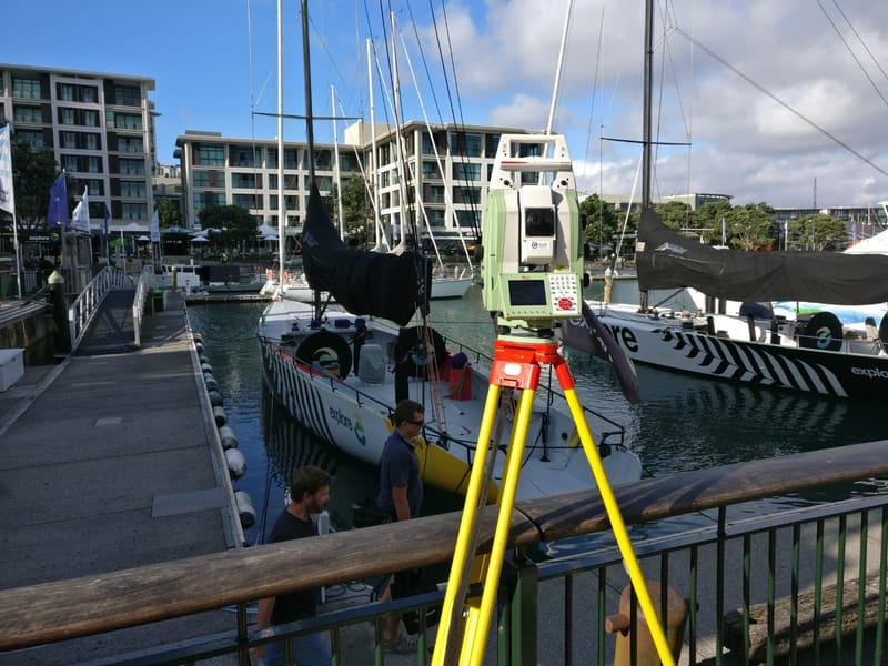 Leica total station set up at Auckland’s Viaduct Harbour
